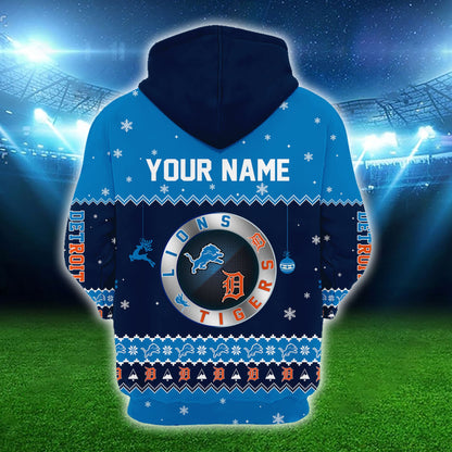 Detroit Christmas Fleece Hoodie - Customized Fleece Hoodie - LITG
