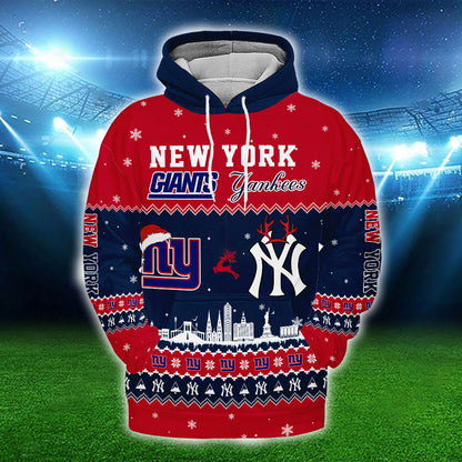 New York Christmas Fleece Hoodie - Customized Fleece Hoodie - GIYK