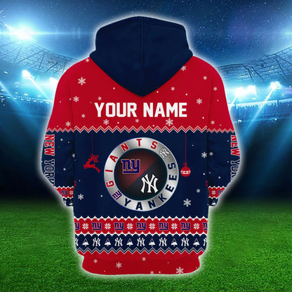 New York Christmas Fleece Hoodie - Customized Fleece Hoodie - GIYK