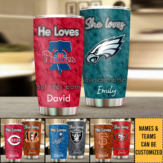 He Loves, She Loves Stainless Steel Tumbler - Customized Steel Tumlber
