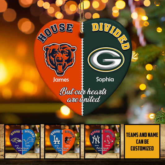 House Divided But Our Hearts United Teams Ornament - Heart Ceramic Ornament