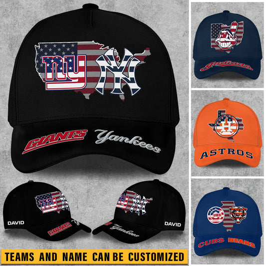 Teams With Flag Classic Cap - Customized Team Classic Cap
