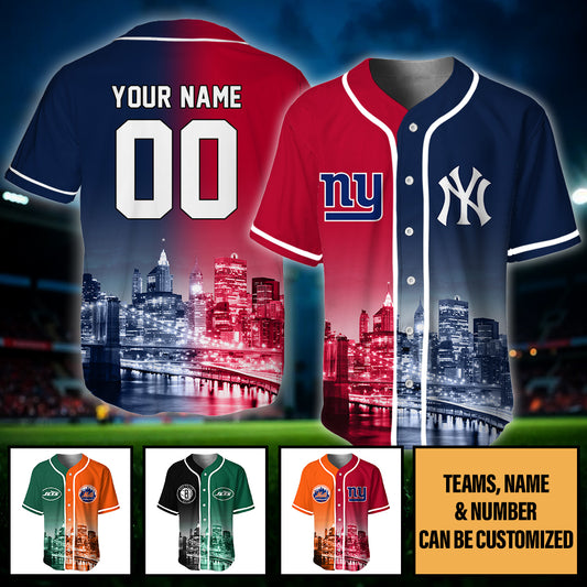 New York Skyline Baseball Jersey - Customized Jersey