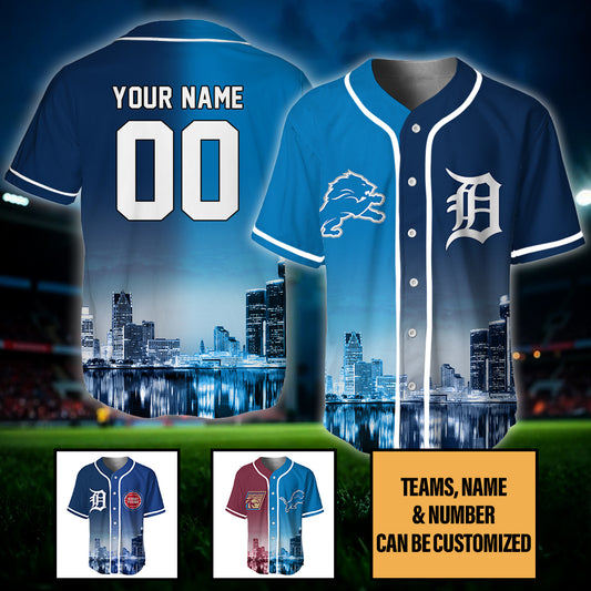 Detroit Skyline Baseball Jersey - Customized Jersey