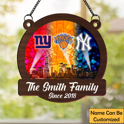 New York Skyline Suncatcher Ornament - Personalized Window Hanging Suncatcher Ornament