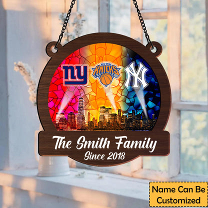 New York Skyline Suncatcher Ornament - Personalized Window Hanging Suncatcher Ornament