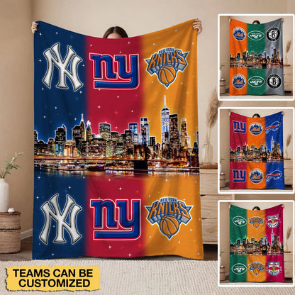 New York Teams Fleece Blanket - Customized Fleece Blanket