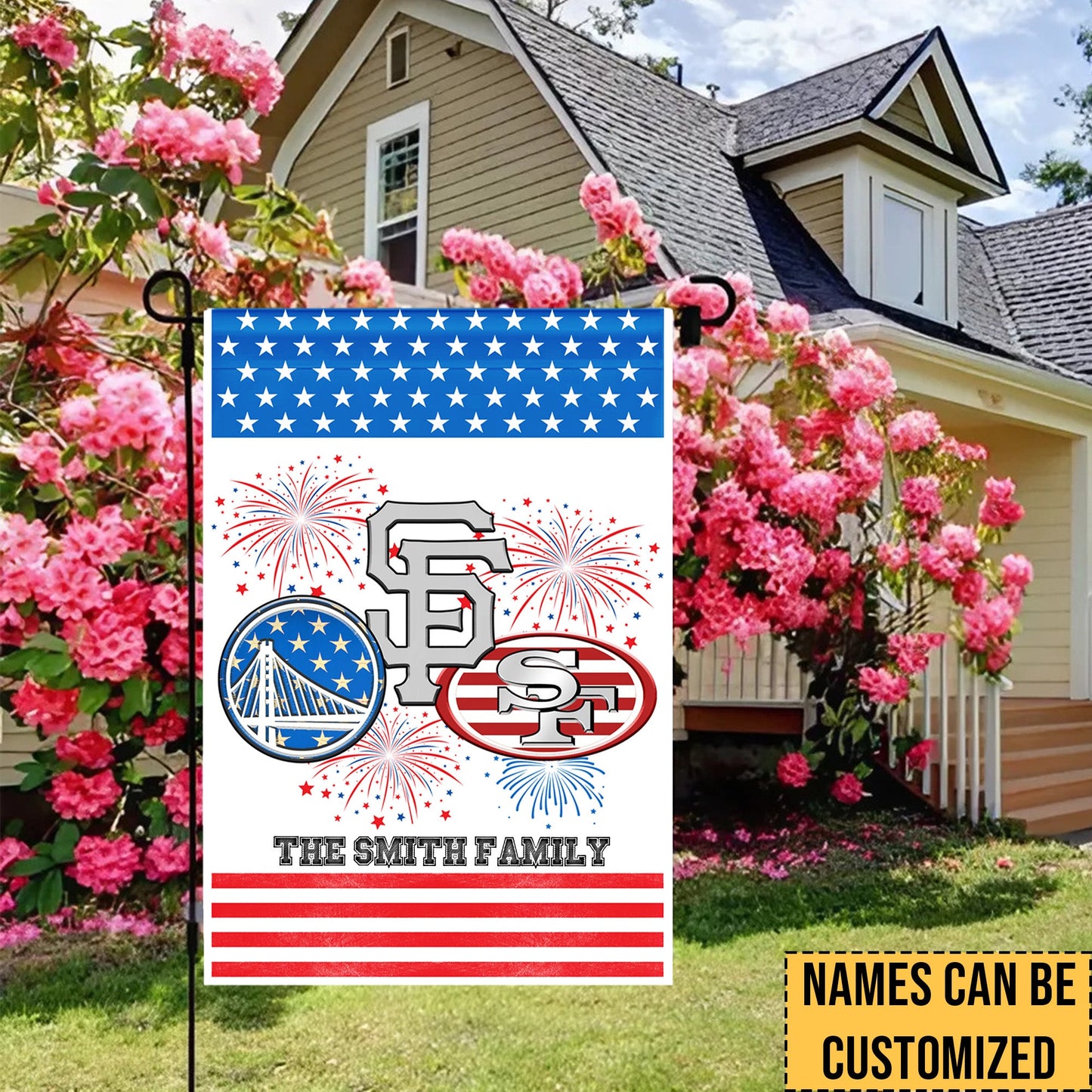 Customizable Patriotic Family Garden Flag - SF