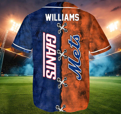 New York Short Sleeve Baseball Jersey- Customized Jersey - NYG, NYM