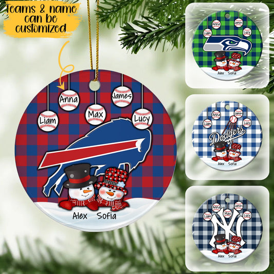 Snowman Couple Ceramic Ornament - Customized Ceramic Ornament