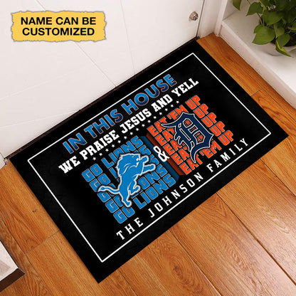 We Praise Jesus And Yell Doormat -  Customized Doormat - Anti Slip Indoor Doormat DTL DTTG