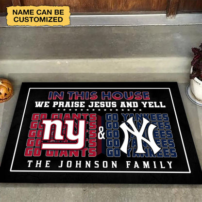 We Praise Jesus And Yell Doormat -  Customized Doormat - Anti Slip Indoor Doormat NYYK NYG