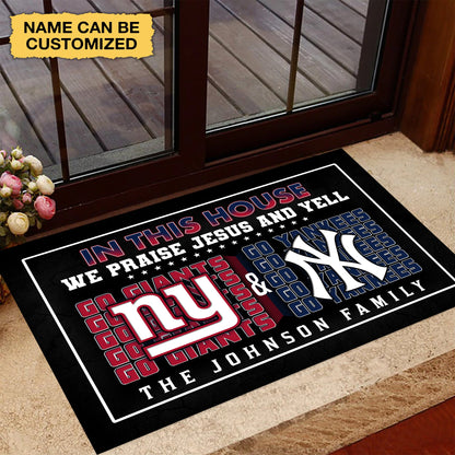 We Praise Jesus And Yell Doormat -  Customized Doormat - Anti Slip Indoor Doormat NYYK NYG