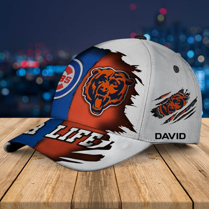 Two Teams For Life Torn Style Cap - Customized Classic Cap