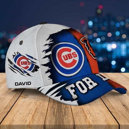 Two Teams For Life Torn Style Cap - Customized Classic Cap