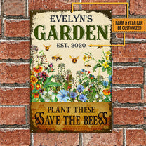 Personalized Garden Plant These Save The Bees Classic Metal Sign