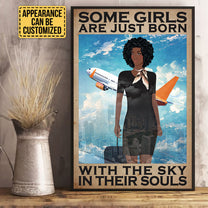 Personalized Flight Attendant Some Girls Are Just Born With The Sky In Their Souls Poster & Canvas