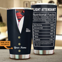 Personalized Flight Attendant Nutritional Facts Tumbler