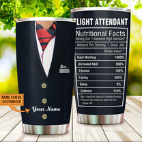 Personalized Flight Attendant Nutritional Facts Tumbler