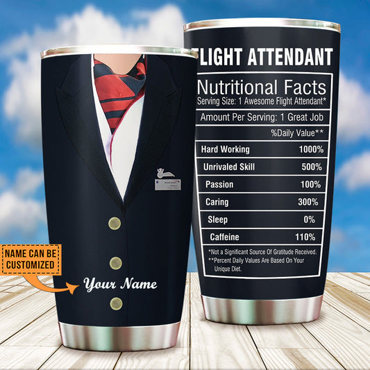 Personalized Flight Attendant Nutritional Facts Tumbler