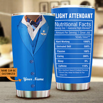Personalized Flight Attendant Nutritional Facts Tumbler