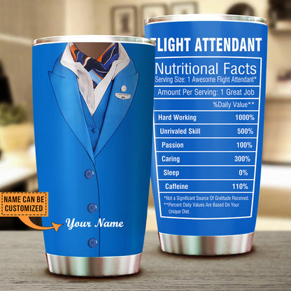Personalized Flight Attendant Nutritional Facts Tumbler