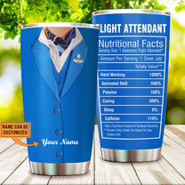 Personalized Flight Attendant Nutritional Facts Tumbler
