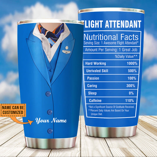 Personalized Flight Attendant Nutritional Facts Tumbler