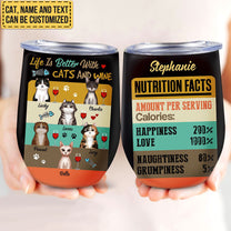 Life Is Better With Cats And Wine - Personalized Wine Tumbler