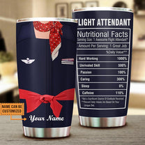 Personalized Flight Attendant Nutritional Facts Tumbler