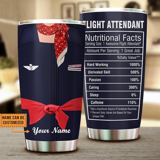 Personalized Flight Attendant Nutritional Facts Tumbler