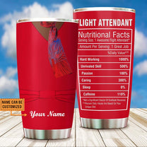 Personalized Flight Attendant Nutritional Facts Tumbler