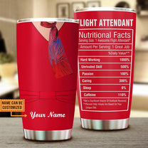 Personalized Flight Attendant Nutritional Facts Tumbler