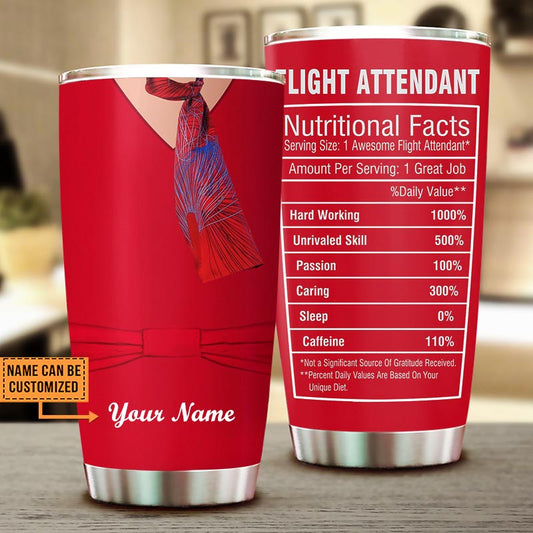 Personalized Flight Attendant Nutritional Facts Tumbler