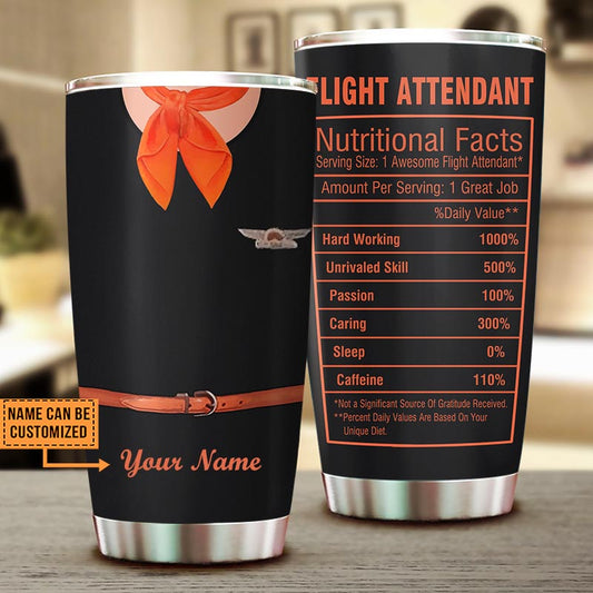 Personalized Flight Attendant Nutritional Facts Tumbler