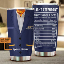 Personalized Flight Attendant Nutritional Facts Tumbler