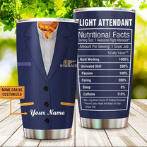 Personalized Flight Attendant Nutritional Facts Tumbler