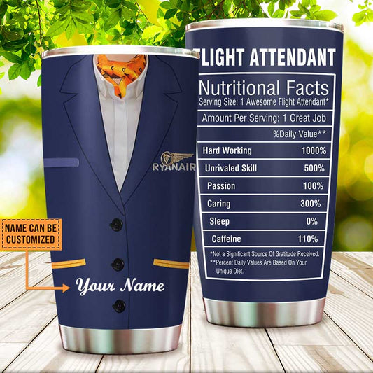 Personalized Flight Attendant Nutritional Facts Tumbler