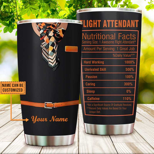 Personalized Flight Attendant Nutritional Facts Tumbler