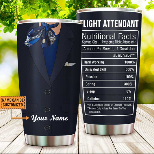 Personalized Flight Attendant Nutritional Facts Tumbler