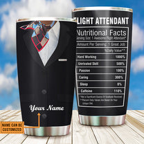 Personalized Flight Attendant Nutritional Facts Tumbler