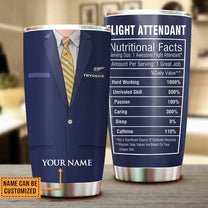 Personalized Flight Attendant Nutritional Facts Tumbler