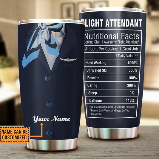 Personalized Flight Attendant Nutritional Facts Tumbler
