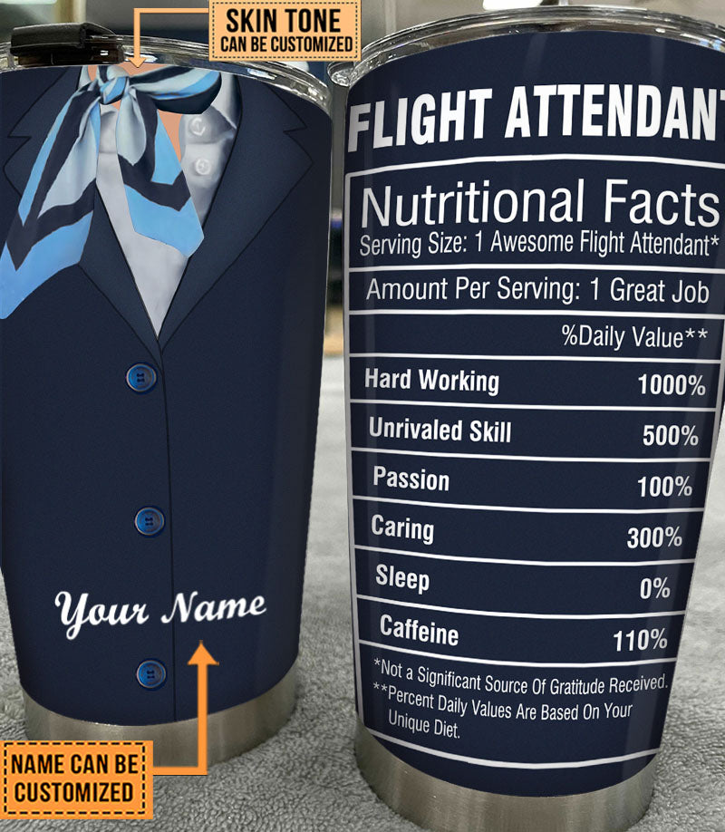 Personalized Flight Attendant Nutritional Facts Tumbler