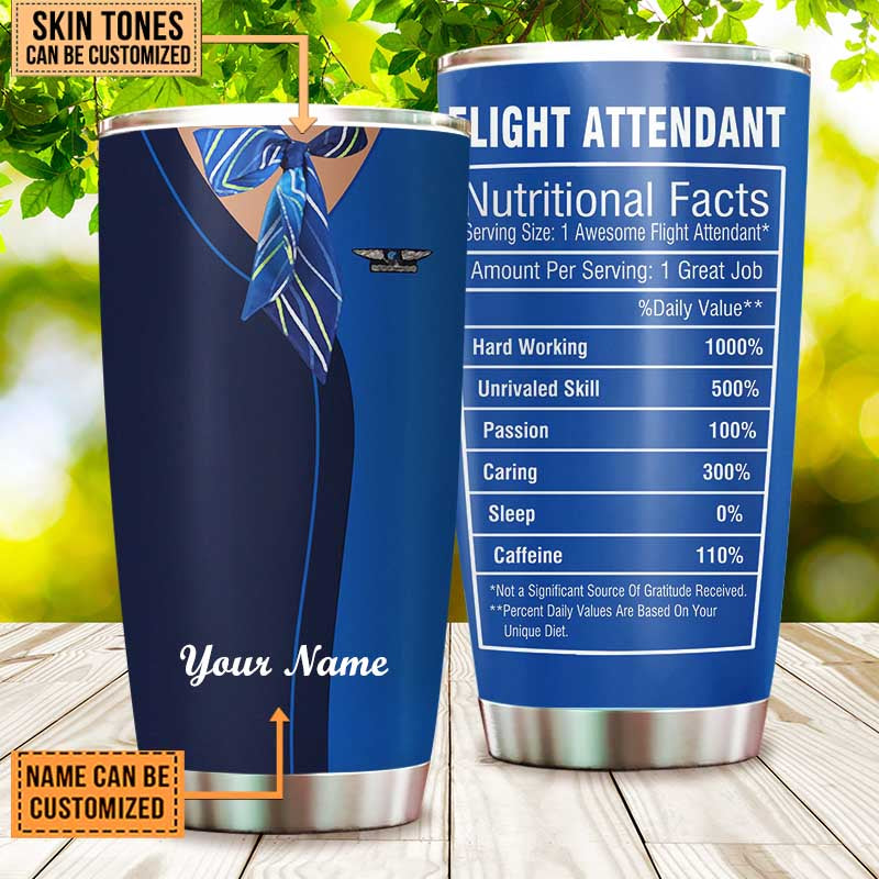 Personalized Flight Attendant Nutritional Facts Tumbler