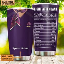Personalized Flight Attendant Nutritional Facts Tumbler