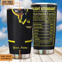 Personalized Flight Attendant Nutritional Facts Tumbler