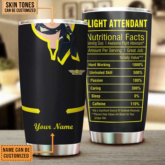 Personalized Flight Attendant Nutritional Facts Tumbler