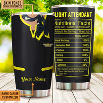 Personalized Flight Attendant Nutritional Facts Tumbler