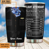 Personalized Flight Attendant Nutritional Facts Tumbler